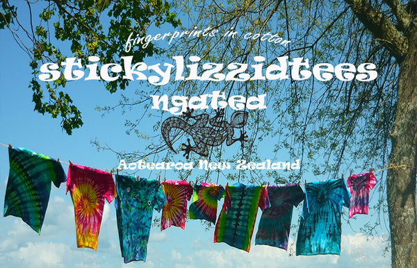 Tie dye clothing, New Zealand, stickylizzidtees unisex, men's, women's, baby, children's, bedding 